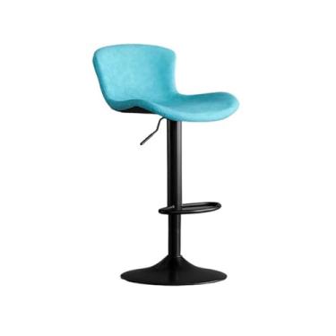 Imagem de Balcão de cozinha (60 a 80 cm) moderno banco de bar simples moderno para uso doméstico leve encosto de ferro giratório cadeiras de bar (azul)