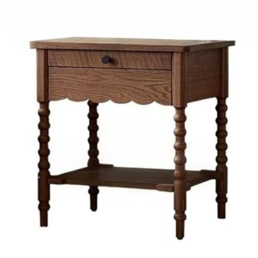 Imagem de Mesa de cabeceira vintage moderna com gaveta, adequada para sala de estar, quarto, prática (marrom)