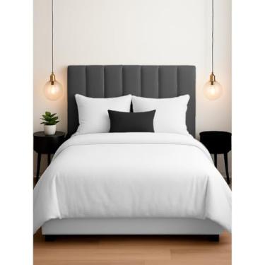 Imagem de Cabeceira Cama Box Estofada Linho Modular 20x60cm, Painel Decorativo Retangular para Quarto(CINZA CHUMBO,CASAL 7)