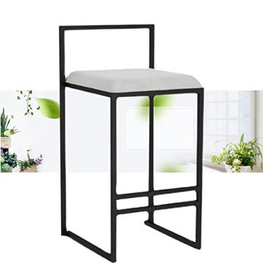 Imagem de KIDYBO Banquetas de café da manhã com encosto, bancos de altura de balcão de bar com apoio para os pés, assento estofado macio, cadeira de bar ergonomicamente alta para sala de estar interna, bancos