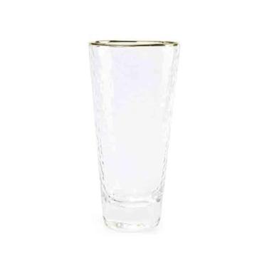 Imagem de Copos de cristal transparente com borda dourada, copos de vidro martelado soprados à mão para água, suco, bebidas frias e quentes, uísque, coquetel (grande)