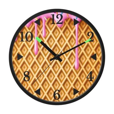 Imagem de STAYTOP Relógio de parede Yummy Ice Cream LED para quarto com brilho noturno, relógios de parede silenciosos de 30 cm para decoração de sala de estar, controle de som, relógio de parede moderno que