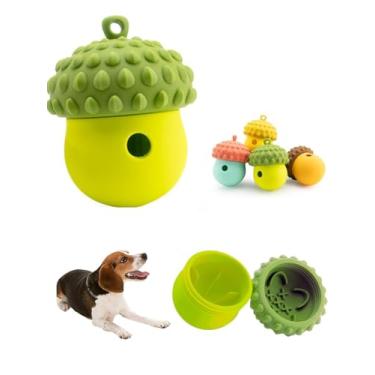 Imagem de Brinquedo de alimentação lenta para cães, formato de pinha, silicone de grau alimentício, dispensador interativo de petiscos para alívio da ansiedade e ranger de dentes (verde grama)