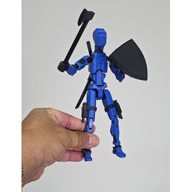 Imagem de Outgoto Figura de ação Dummy13 impressa em 3D MONTADO, Tian13 articulada, decoração de mesa articulada T13, acessórios 12 em 1, melhor presente de festival de aniversário (azul + preto) 20cm