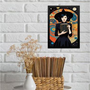Imagem de Quadro Decorativo Bruxa Com Livro 45X34Cm