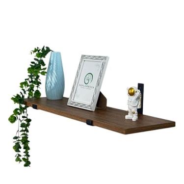 Imagem de Prateleira Estilo Industrial 60 CM com Madeira MDF Louro Freijó – Suporte Mão Francesa – Decoração Moderna para Sala, Cozinha, Quarto e Escritório