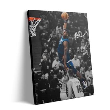 Imagem de NBA Canvas Wall Art Decor - Anthony Edwards Iconic Dunk, Timberwolves Slam Dunk Action, Momento de Basquete Alto Voo, Pôster Esportivo para Decoração de Parede de Casa ou Sala de Jogos 40,6 x 50,8 cm