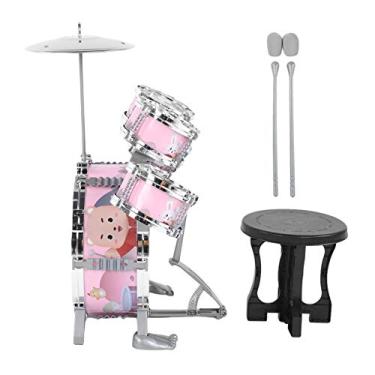 Imagem de RiToEasysports Conjunto de Bateria Infantil, Kit de Bateria de Desenho Animado, 5 Tambores e 1 Prato, Treinamento de Coordenação para Idades de 1 a 6 Anos (Róseo)