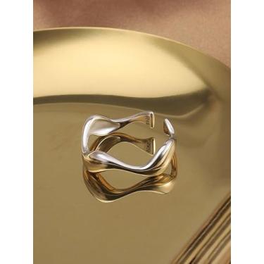 Imagem de 1 anel aberto em forma de onda, joias femininas para mulheres, joias finas para mulheres, vida diária, namoro, decoração para festa de formatura, Cobre, Sem pedra preciosa
