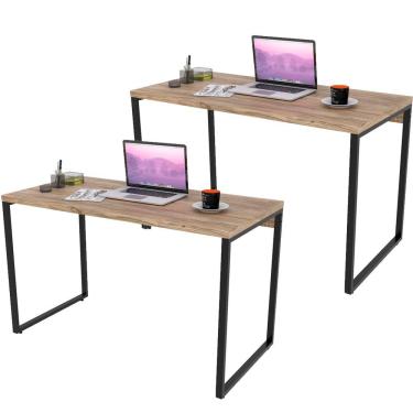 Imagem de Kit 02 Mesas Para Escritório Home Office Estilo Industrial Form C01 120 cm Carvalho - Lyam Decor