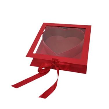 Imagem de Wswqop Caixa de Presente em Formato de Coração para O Dia Dos Namorados, Embalagem Elegante E Criativa com Tampa Transparente para Chocolates E Doces, Vermelho, Tamanho real