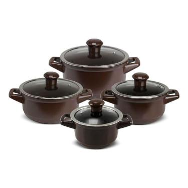 Imagem de Jogo De Panelas Em Cerâmica Duo Com 4 Peças Ceraflame Chocolate