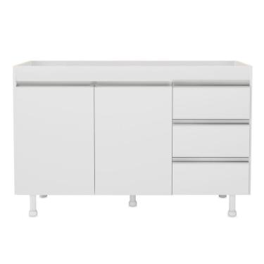 Imagem de Balcão De Cozinha Lux Para Pia De 120cm 100%mdf Sem Tampo 02 Portas E 03 Gavetas Branco - Abmaza