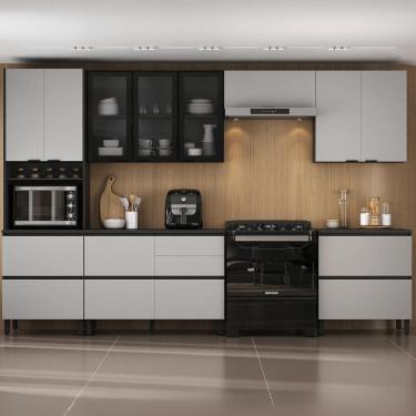Imagem de Cozinha Completa Itatiaia Lumina 350cm Em Madeira MDF Grafite-fendi