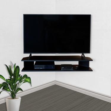 Imagem de Rack Suspenso Para Tv De Até 50” Aparador Bancada Estante De Canto Preto