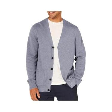 Imagem de Cardigã Masculino Oversized De Lã Com Decote Em V E Manga Longa, Leve 