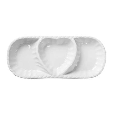 Imagem de Petisqueira Travessa Coração De Cerâmica Branca Class Home 12×28,5×3,5cm