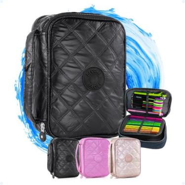 Imagem de Estojo Grande Feminino Compartimentos C/ Elásticos Box Jumbo - Hxt, Pr