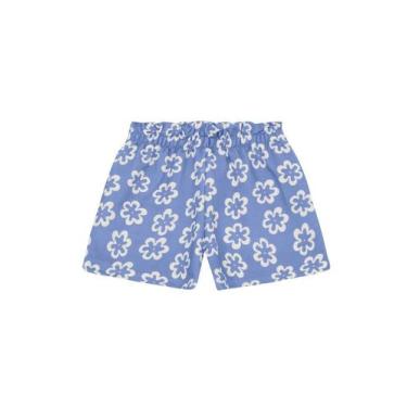 Imagem de Shorts infantil menina em moletinho florido Brandili -Azul, 8, Azul