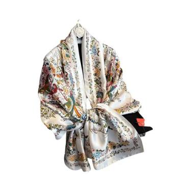 Imagem de Lenço De Seda Luxuoso Feminino 180x90CM Estampa Fashion Xale Longo Pro