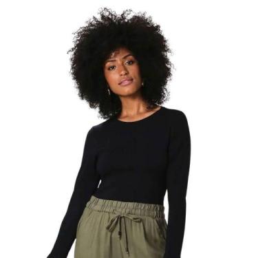 Imagem de Camiseta Algodão Malwee 1000026304 Preta - Manga Longa, Preto, GG