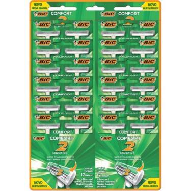 Imagem de Barbeador Descartável BIC COMFORT2 Verde 12 Blisters com 2 Unidades