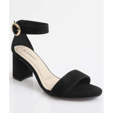 Imagem de Sandália Feminina Salto Grosso Nobuck Bebecê Preto-11084, 35, Preto