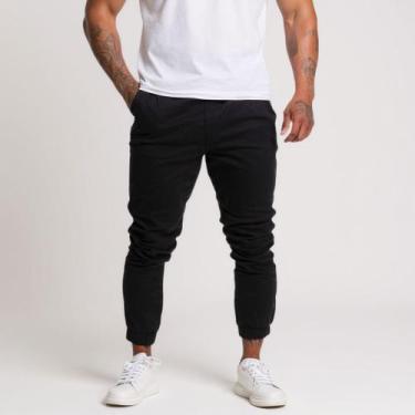 Imagem de Calça Jogger Masculina De Sarja Com Punho Cordão De Regulagem - Volgue