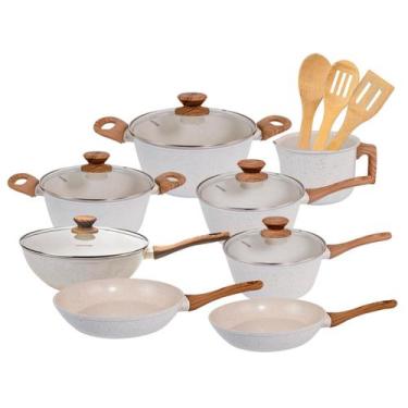 Imagem de Jogo de Panelas Antiaderente Cerâmico Fogão Indução Kit 11 Peças Cook 