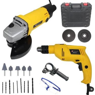 Imagem de Kit Furadeira Parafusadera  Esmerilhadeira Lixadeira Maleta - KNAKASAK