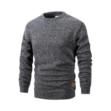 Imagem de Suéter Masculino De Malha Gola Redonda Manga Longa Cor Sólida Casual S