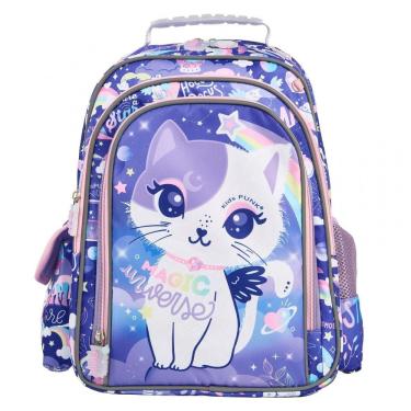 Imagem de Mochila Escolar Infantil 40cm KidsPUNK Gata Fofa para Meninas Roxa