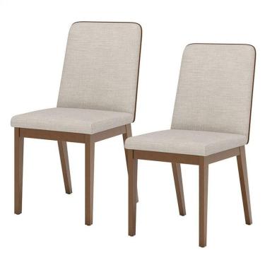 Imagem de Cadeira Para Mesa De Jantar Pietra Kit 02 Peças Corano Caramelo Linho - Henn