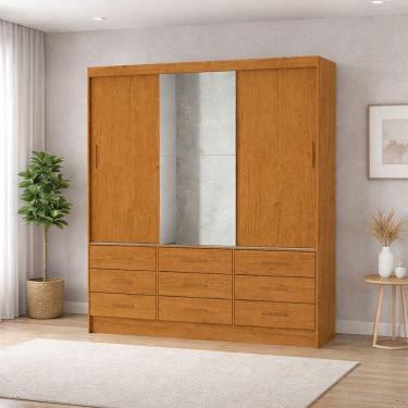 Imagem de Guarda Roupa 9 Gavetas 3 Portas 1 Espelho Sunset-grand Line