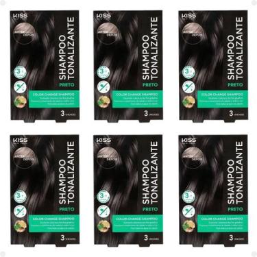 Imagem de Kit Kiss New York Color Change: 6 Shampoo Tonalizante Preto