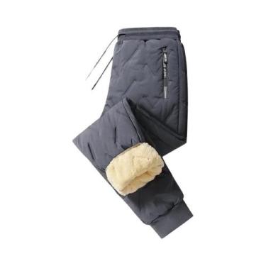 Imagem de Calças De Moletom Masculinas De Inverno Com Forro De Pelúcia, Grossas,