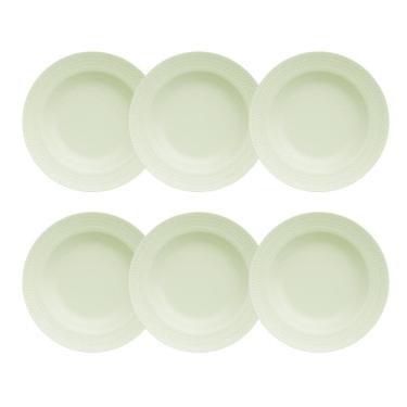 Imagem de Kit 06 Prato Fundo Chevron Verde Menta Germer Porcelanas