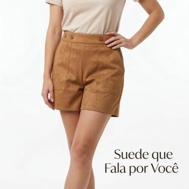 Imagem de Short Suede Box Cintura Alta Tecido Premium Feminino 180057-Feminino