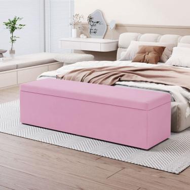 Imagem de Calçadeira Baú Lua em Veludo para Cama Box Casal Queen 160cm