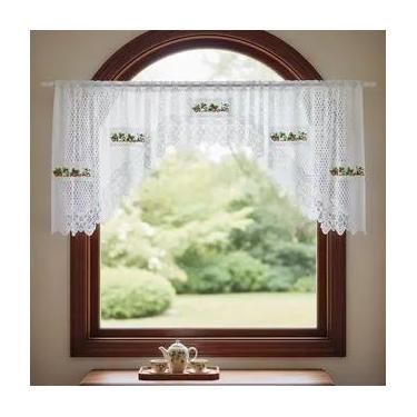 Imagem de Cortina Bando Renda Cascata Siena Cozinha Estampa 3,15x0,95 - Beija Fl