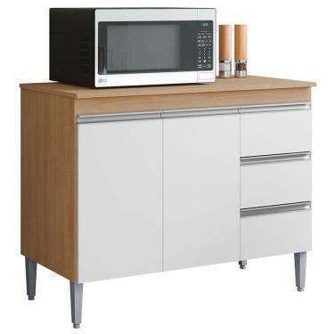 Imagem de Balcão de Cozinha Andréia com Tampo 100 cm Amêndoa Branco - AJL