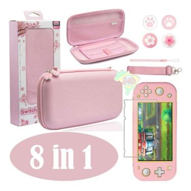 Imagem de Case Bolsa Rosa Portátil Nintendo Switch Lite 8 Em 1  Estojo