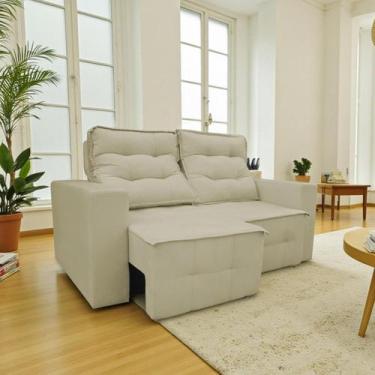 Imagem de Sofá Retrátil 2 Lugares Reclinável Paris Suede 1,50m Bege - Horizonte 
