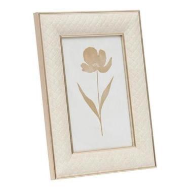 Imagem de Porta Retrato Decorativo Bege 10x15cm Moldura Em Poliestireno e Vidro 