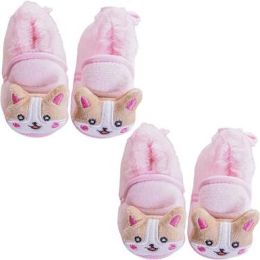 Imagem de Pantufa Sapatinho para Bebês com Ursinho - UseDue, Rosa claro, 19/20