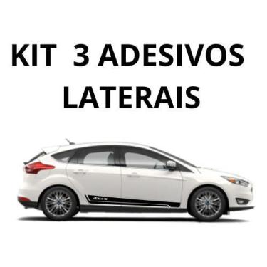 Imagem de Kit 3 Adesivo Carro Ford Focus Faixas Laterais E Traseira - onl