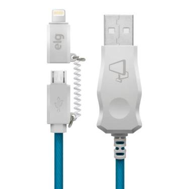 Imagem de Cabo Micro USB ELG Adaptador Lightning Led Azul 1m LED8510BE Cor:Azul,