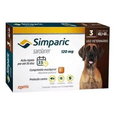 Imagem de Simparic Antipulgas e Carrapatos 120mg 40 A 60kg 3 Comprimidos - Zoeti