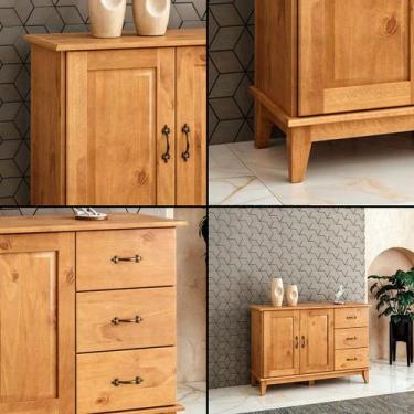 Imagem de Buffet Aparador 2 Portas 3 Gavetas 120 cm e Cristaleira 1 Porta Bella 