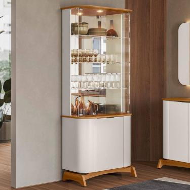 Imagem de Cristaleira Para Sala de Jantar Bar Espelhada 3 Portas Verbena N01 Off White Ypê - Lyam...